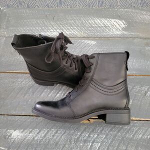 Clarks Maye Step Women's‎ 7.5M Ankle Oxford Boot Leather Zipped Heeled Shoes